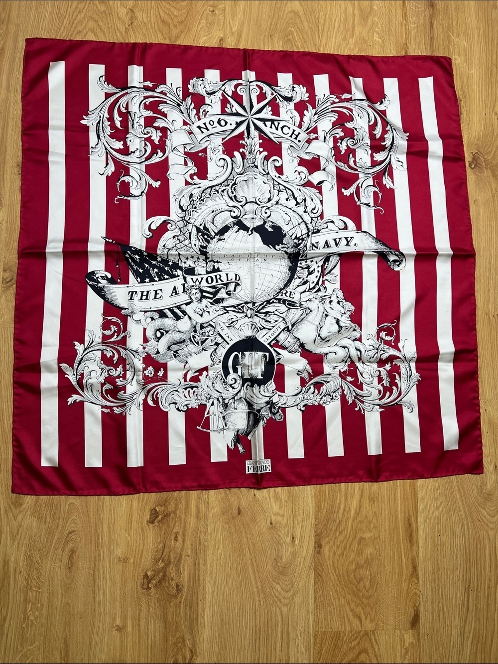 Gianfranco Ferre Hand Rolled 100% Silk 34” Square Scarf - New